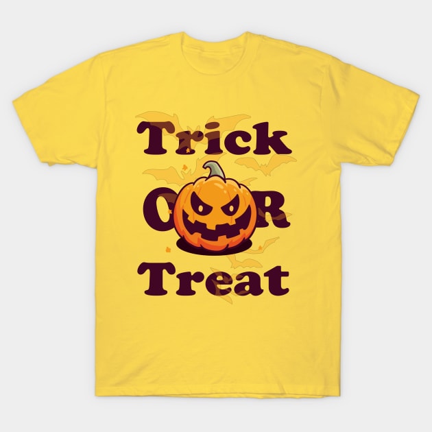 Funny Halloween Gift Trick or treat with scary pumpkin face for men and women T-Shirt by NaniMc